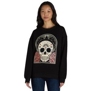 Wound Up Ladies Juniors Sugar Skull Graphic Long Sleeve Sweatshirt Sz XS/0-2